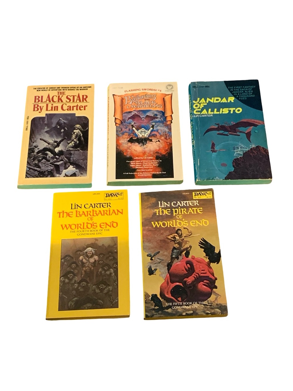 Lin Carter Sci-Fi Fantasy Books Lot Of 5 Vintage